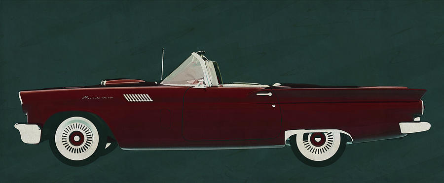 Ford Thunderbird Convertible from 1957 brings you back to the 50 Painting by Jan Keteleer