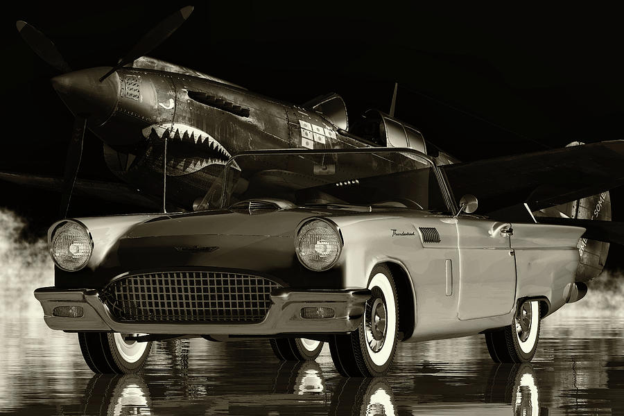 Ford Thunderbird Family Sports Car From The Fifties Digital Art by Jan Keteleer