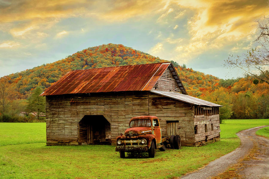 Ford Truck at the Old Smoky Mountain Barn Photograph by Debra and Dave Vanderlaan