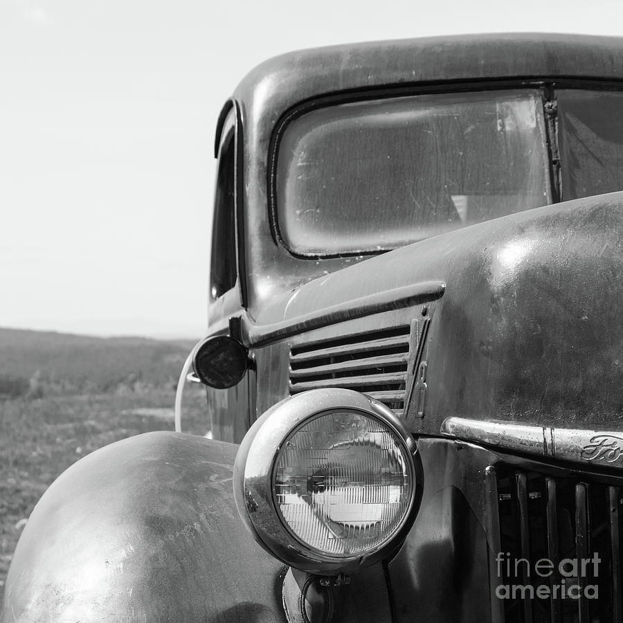 Ford V8 Black and White Square Format Photograph by Edward Fielding