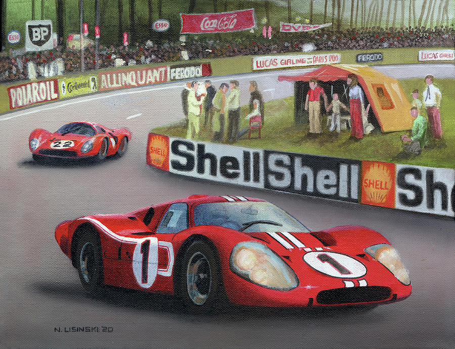 Ford Vs Ferrari Painting by Norb Lisinski
