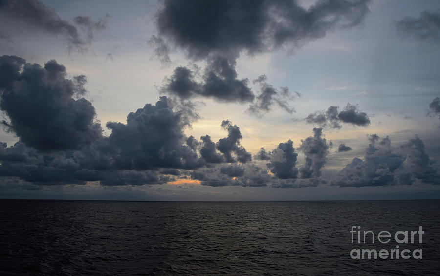 Foreboding Sunset,Puffy Clouds, North Sea. Photograph by Tom Wurl
