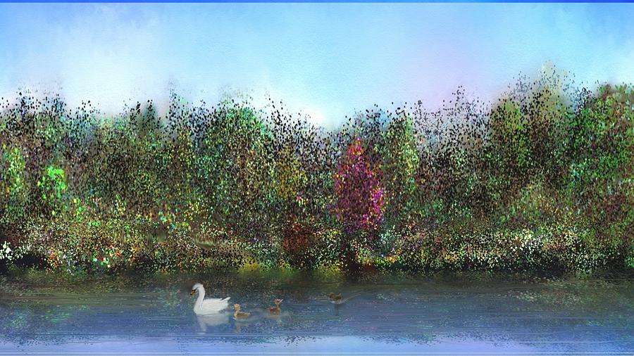 Forest and Swans Digital Art by Robert Rearick
