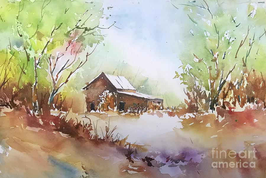 Forest Barn Painting by George Jacob
