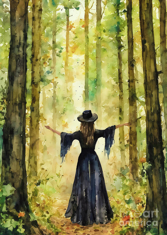 Witches Painting - Forest Bathing by Lyra OBrien