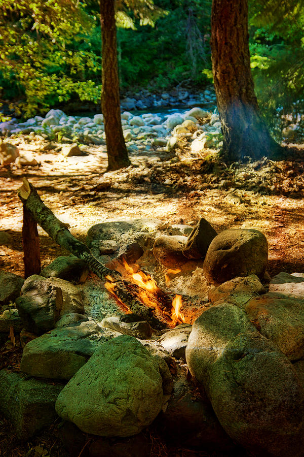 Forest camp fire, North Cascades National Park Photograph by Tatiana Travelways