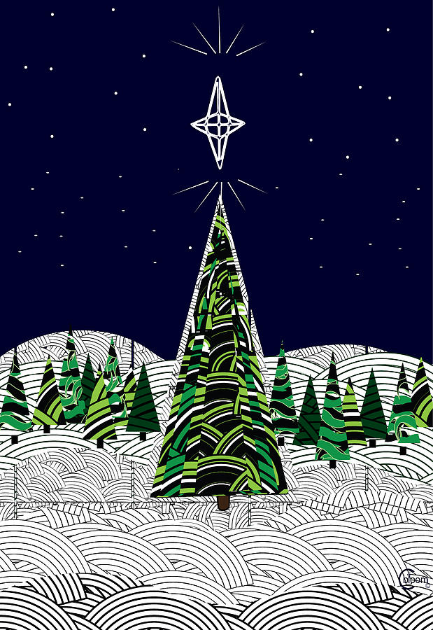 Forest Christmas Star Digital Art by Cecely Bloom
