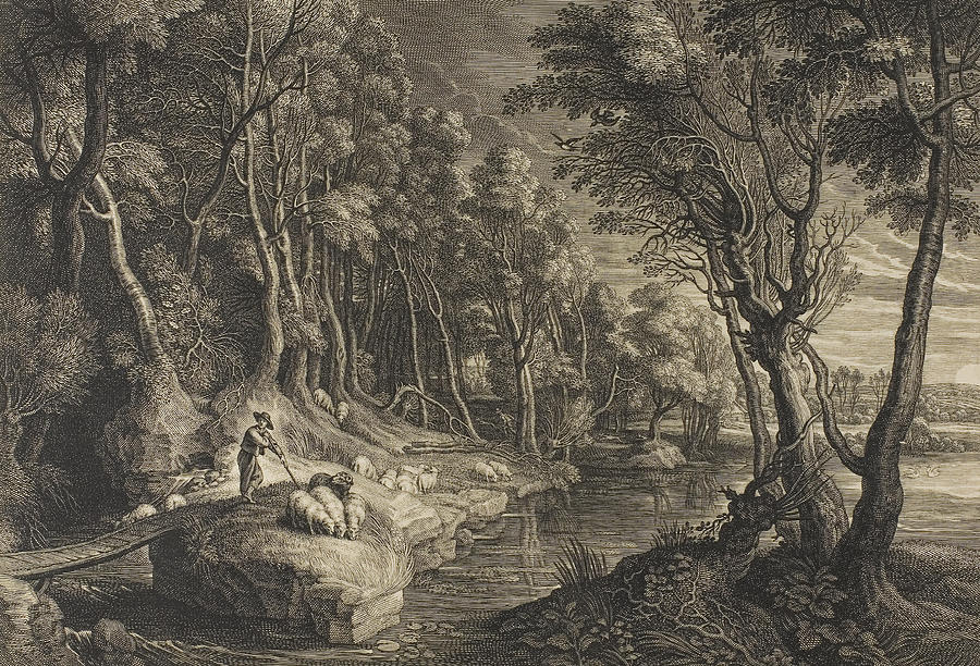 Forest Crossed by a Stream, from The Small Landscapes Relief by Schelte a Bolswert