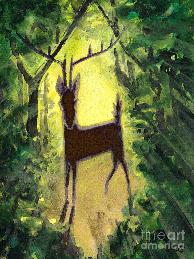 Forest Deer Painting by Christina Serra
