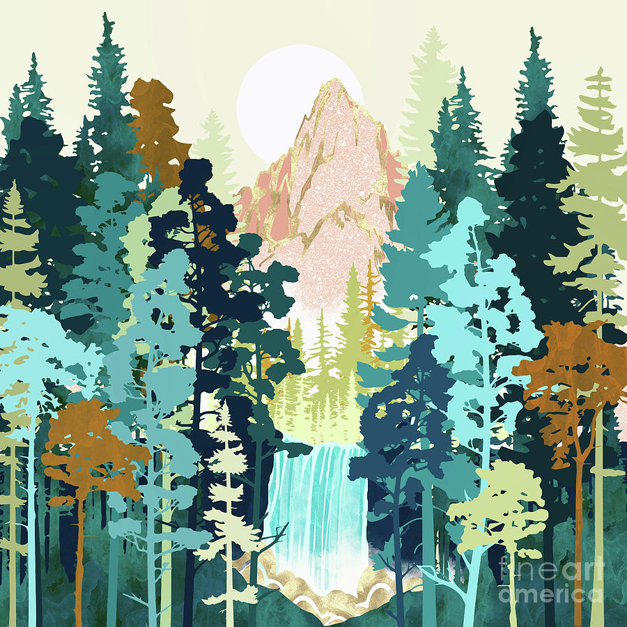 Tree Digital Art - Forest Falls by Spacefrog Designs