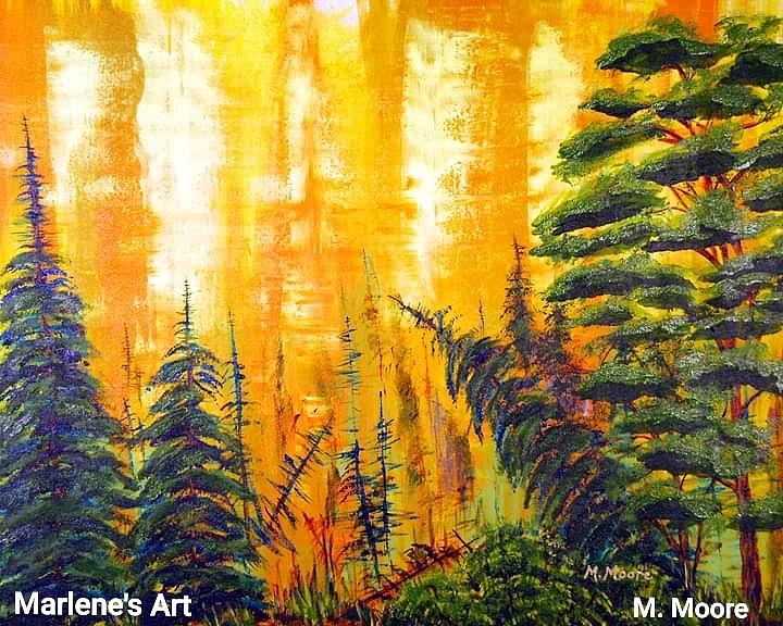Forest Fire Painting by Marlene Moore