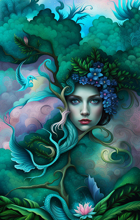Forest Goddess Digital Art by Grace Iradian