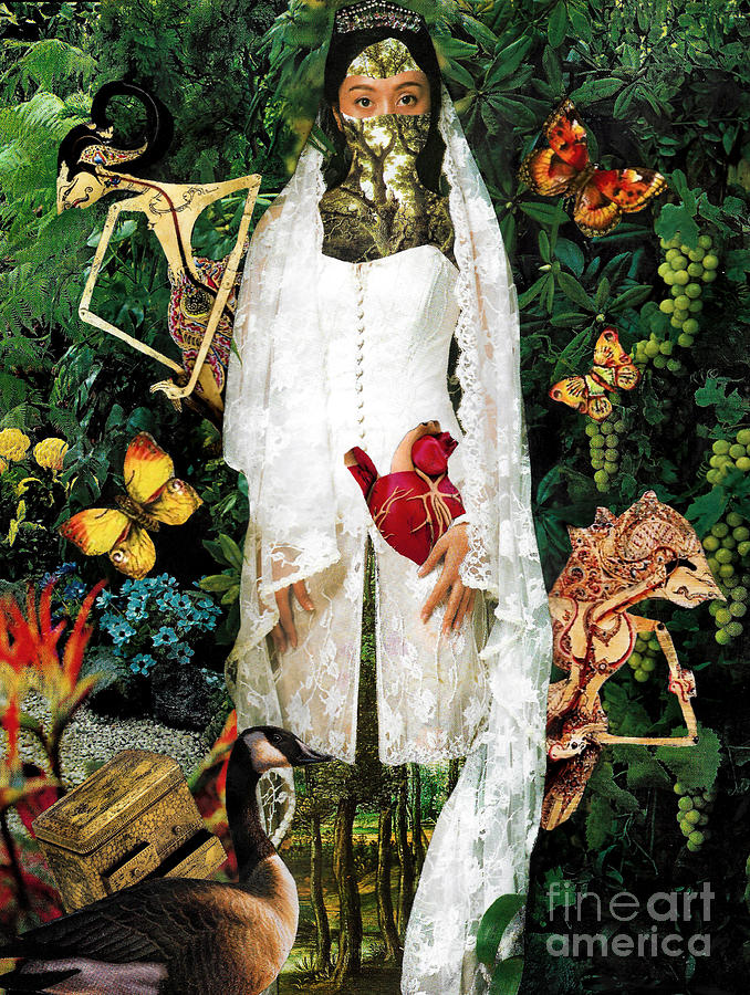 Henri Rousseau Mixed Media - Forest Goddess Green Witch Javanese Puppet Wayang Wedding by Seruni Bodjawati