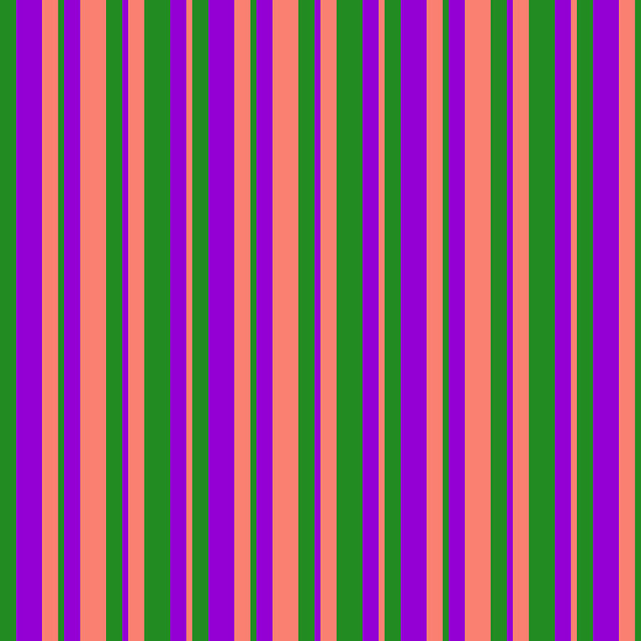 Salmon Digital Art - Forest Green, Dark Violet, and Salmon Colored Stripes/Lines Pattern by Aponx Designs