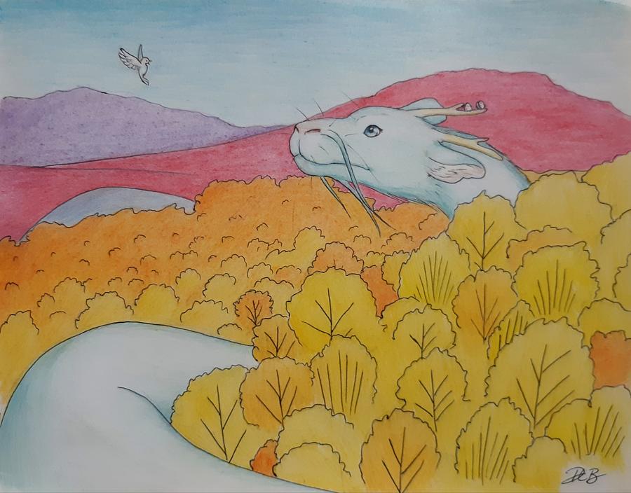 Dragon Drawing - Forest Guardian by Dina Bilotta