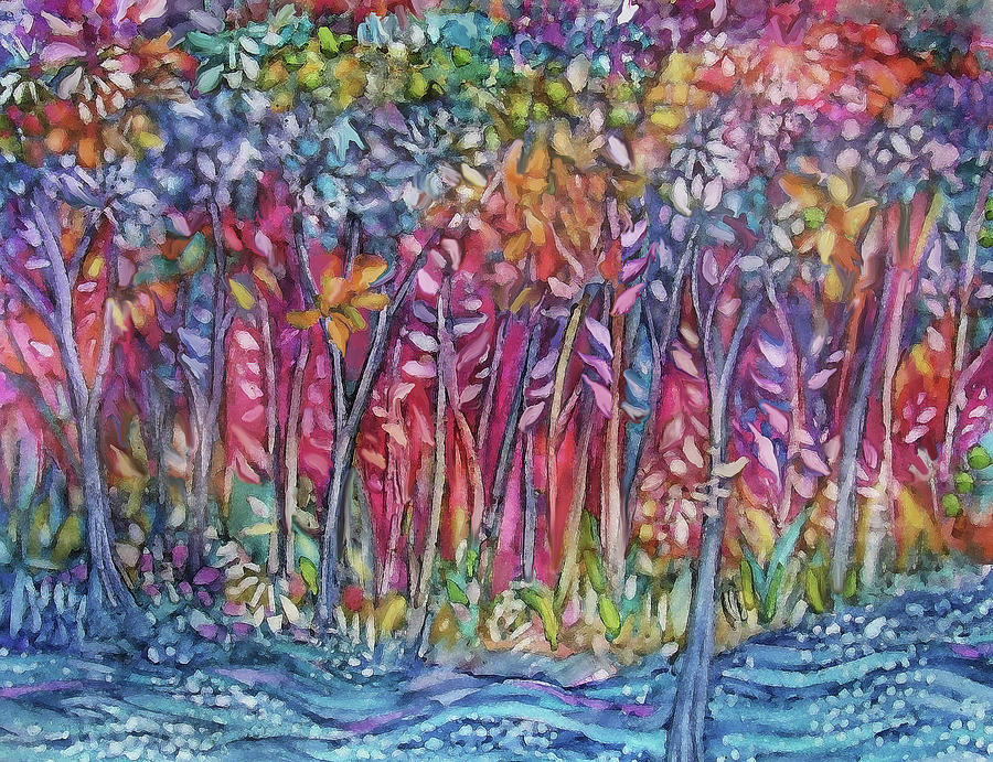 Forest in Bloom Mixed Media by Jean Batzell Fitzgerald