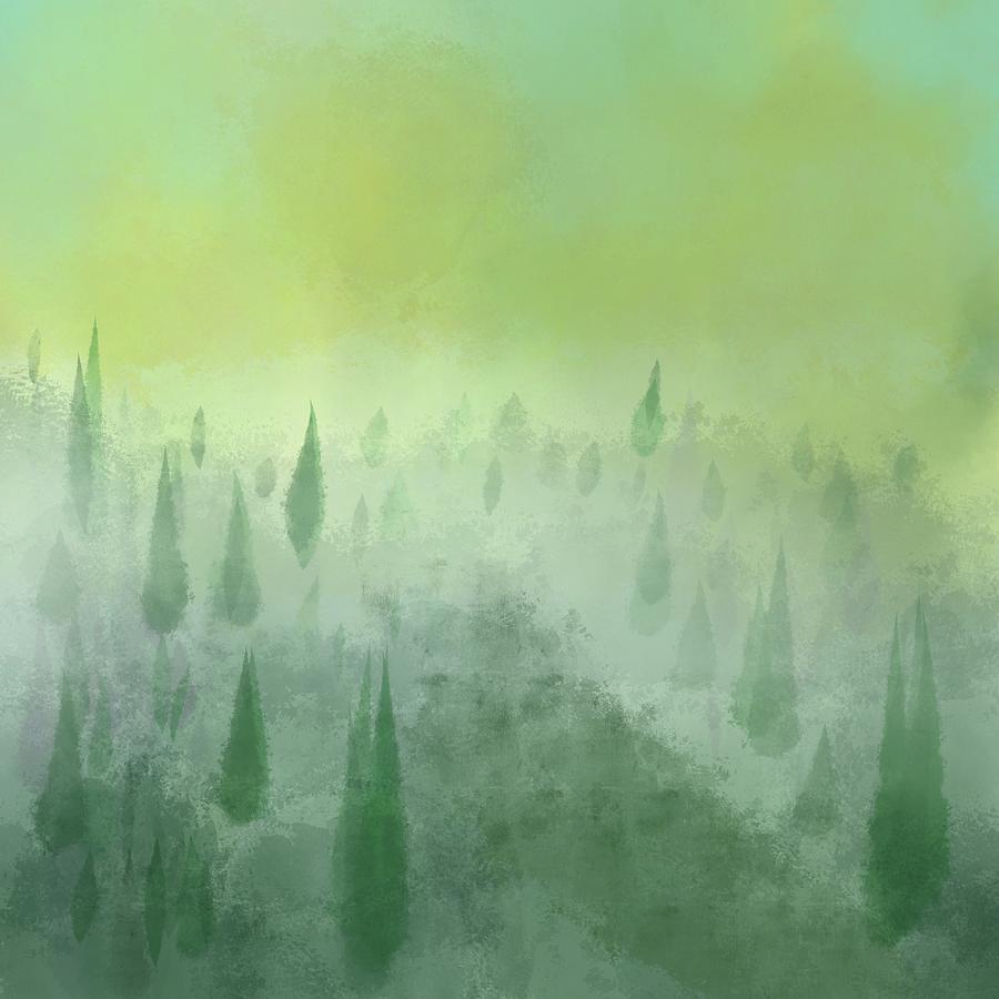 Forest in the fog Painting by Patricia Piotrak