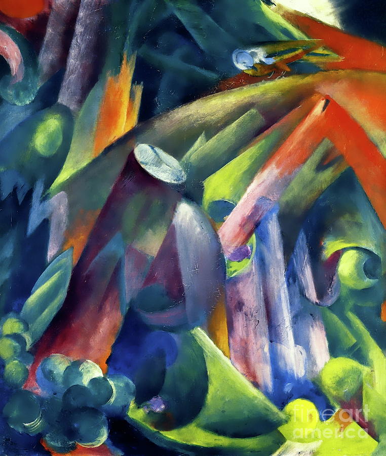Franz Marc Painting - Forest interior with bird by Franz Marc