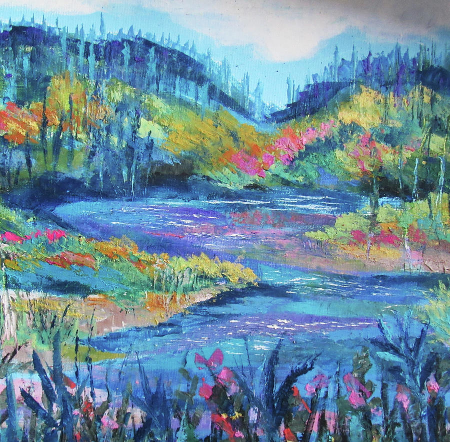Forest Lake Painting by Jean Batzell Fitzgerald