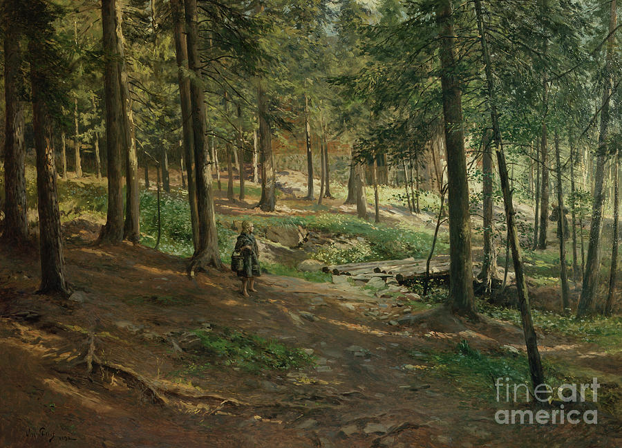  Forest landscape, 1892 Painting by O Vaering by Wilhelm Peters
