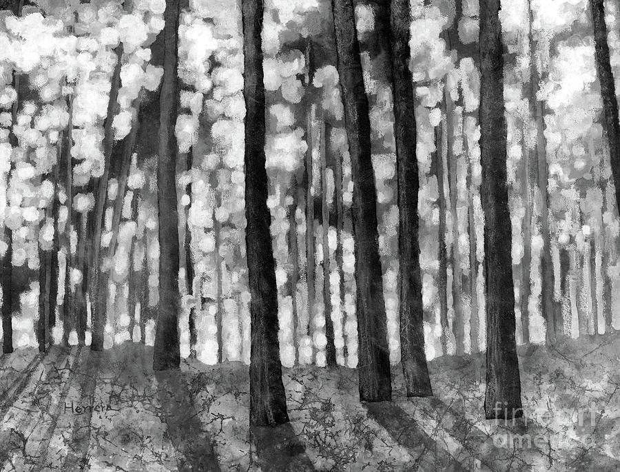 Forest Light In Black And White Painting