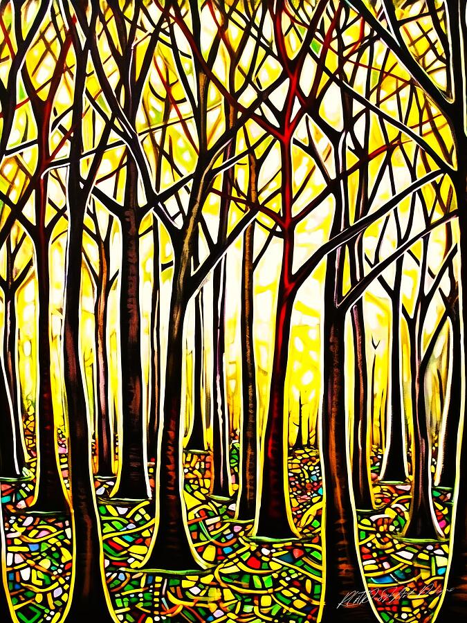 Tree Digital Art - Forest Near Me - Forest Sunset by Sykart Designs