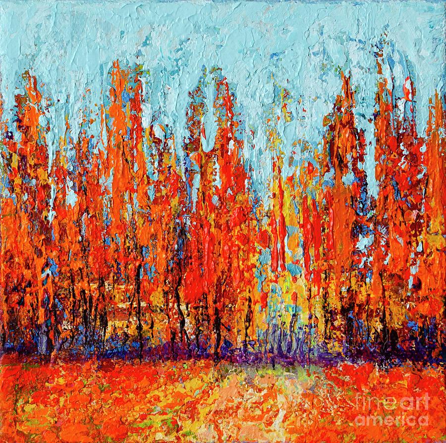 Forest Painting in the Fall - Autumn Season Painting by Patricia Awapara