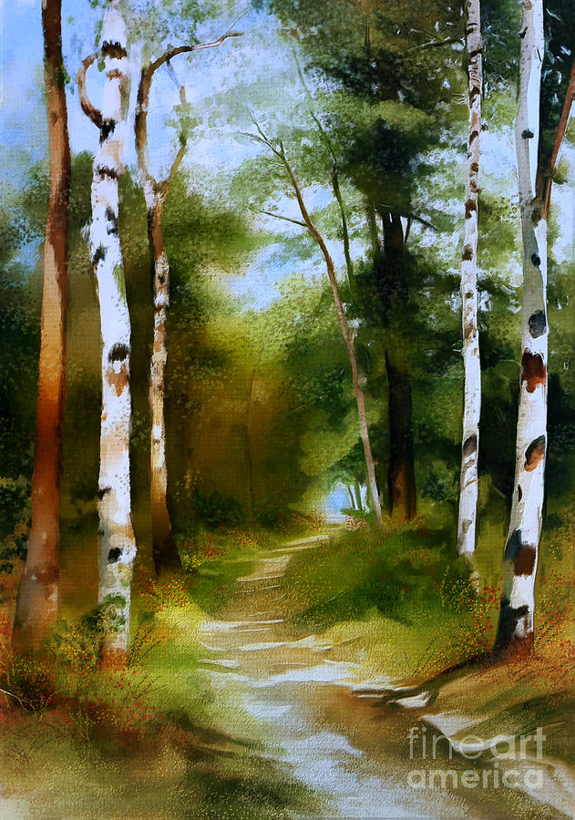 Forest Path Digital Art by Andrzej Szczerski