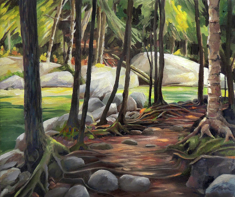 Forest Path to Sabbaday Falls Painting by Nancy Griswold