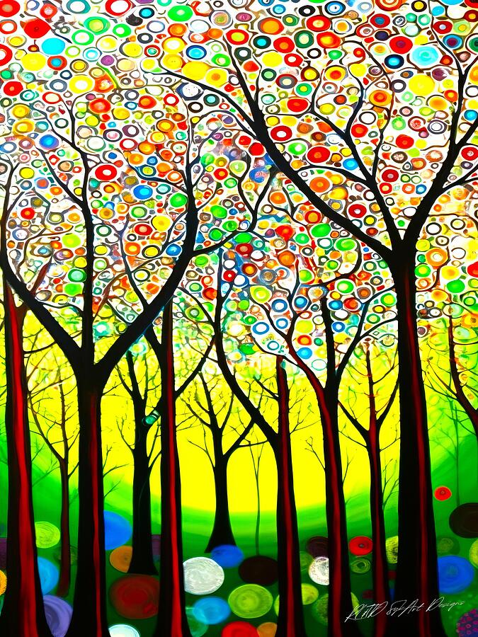 Tree Digital Art - Forest Plot  - Colorful Forest View by Sykart Designs