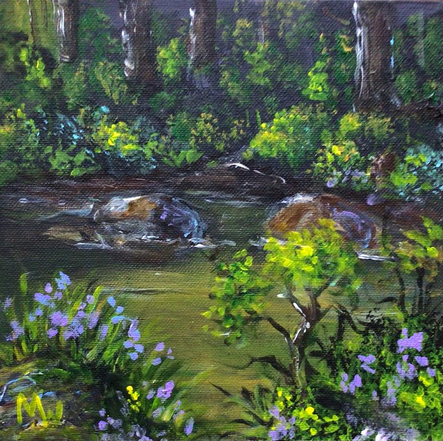 Forest pool Painting by Megan Walsh
