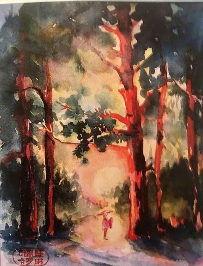 Forest prayer Painting by Caroline Patrick