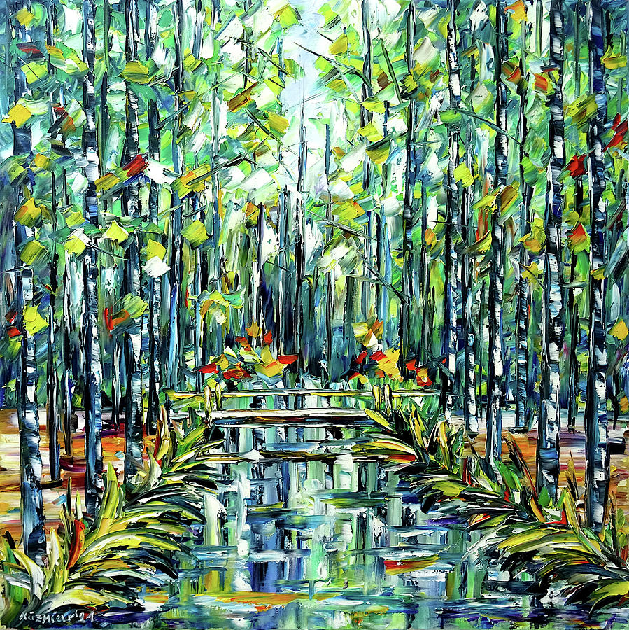 Forest River Painting by Mirek Kuzniar