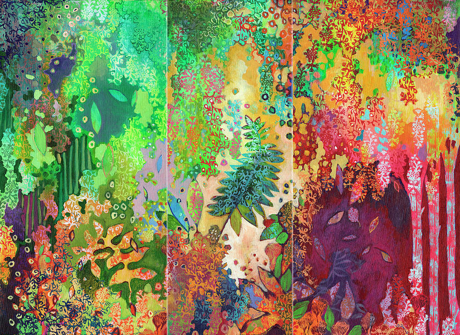 Forest Spirits Triptych Painting