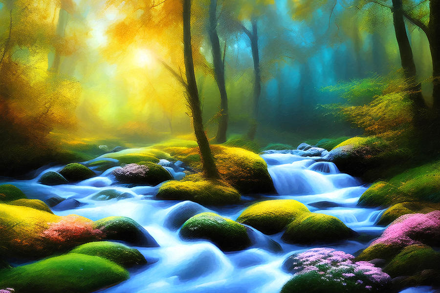 Forest Stream Digital Art by Jill Nightingale