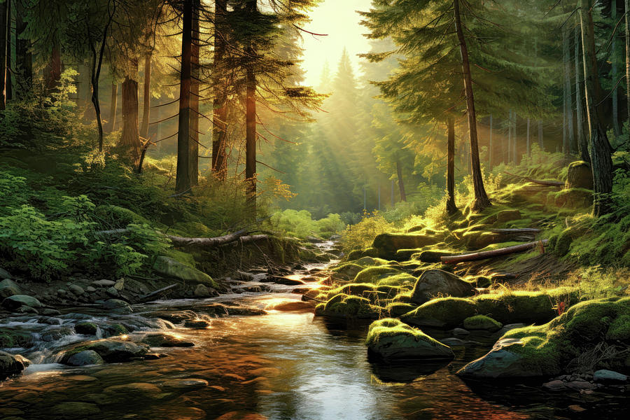 Forest stream Digital Art by Imagine ART