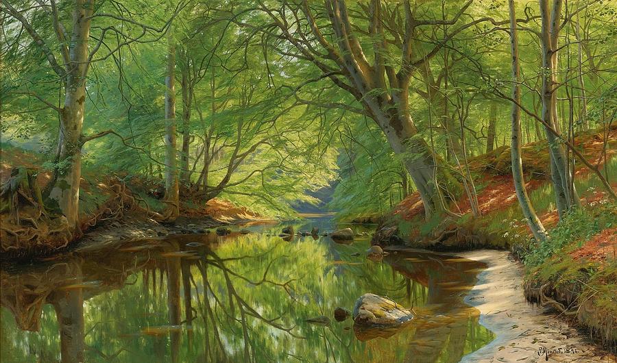 Forest Stream Drawing by Peder Mork Monsted Danish - Fine Art America