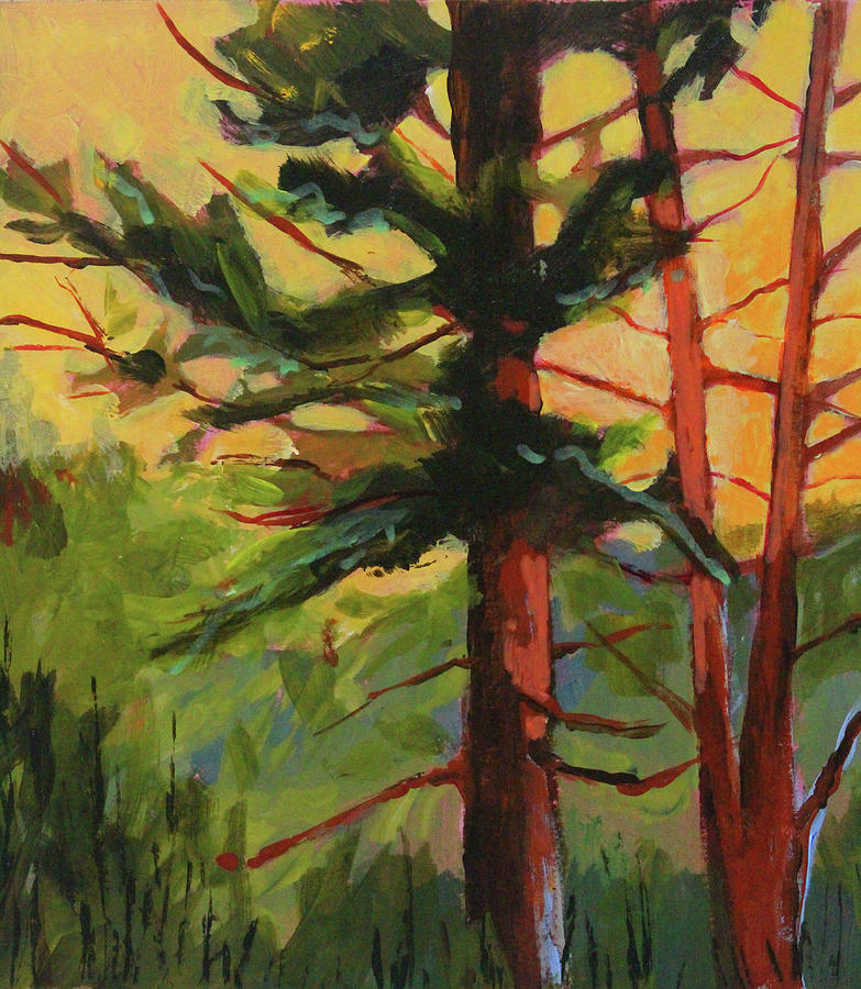 Tree Painting - Forest Sunset 2 by Nancy Merkle