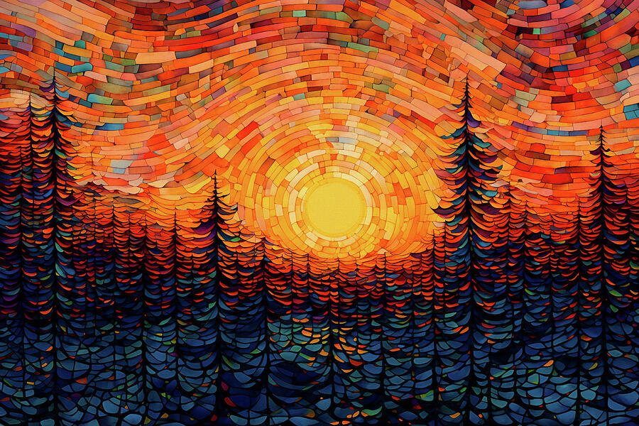 Forest Sunset Landscape Digital Art by Peggy Collins