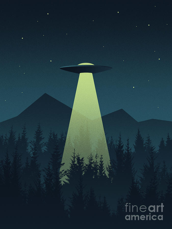Alien Digital Art - Forest UFO by Organic Synthesis