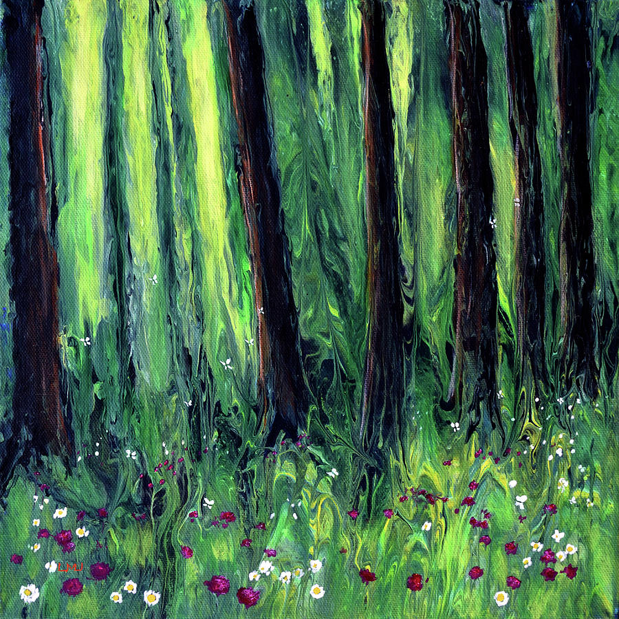 Forest Wildflower Meadow Painting by Laura Iverson