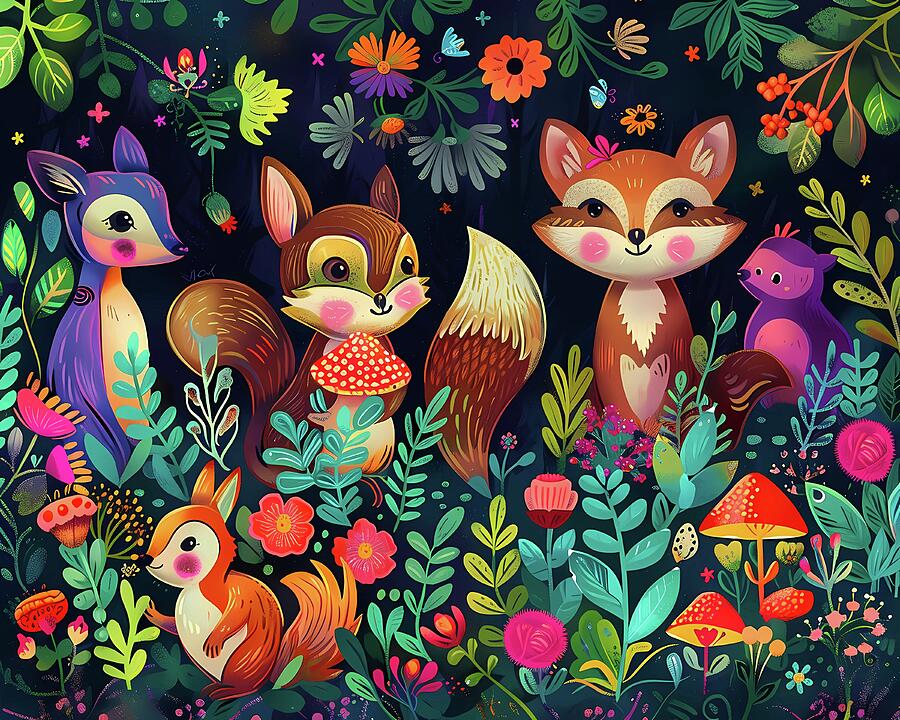 Forest_animals_in_a_whimsical_style_colorful_and_playful_No 2 Digital Art by Andre Petrov Forest_animals_in_a_whimsical_style_colorful_and_playful_No 2 Digital Art by Andre Petrov