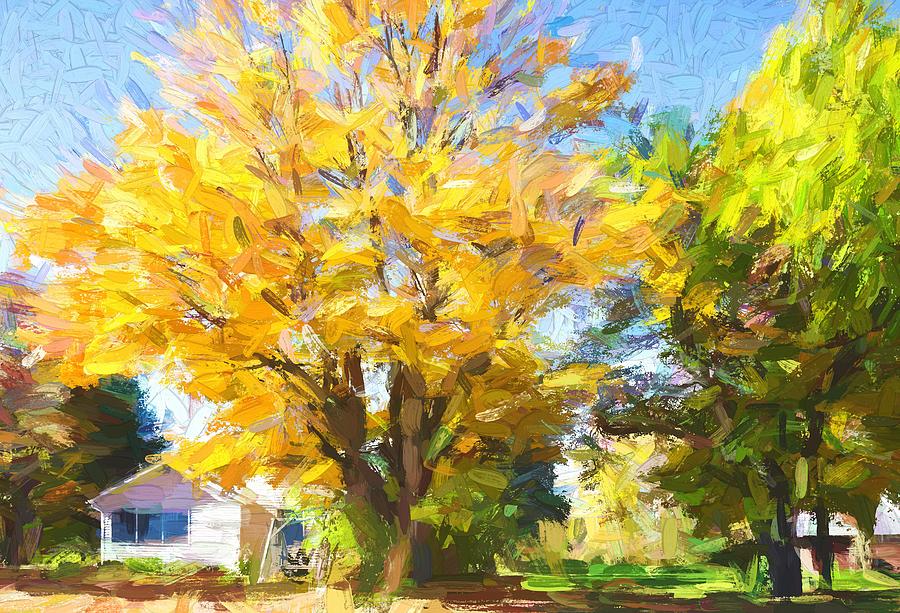 Forester Village Michigan in autumn Mixed Media by Tatiana Travelways
