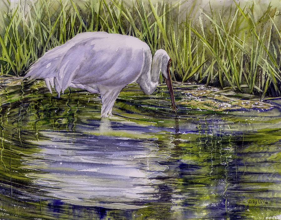 Crane Painting - Forever Fishing by Vicky Lilla