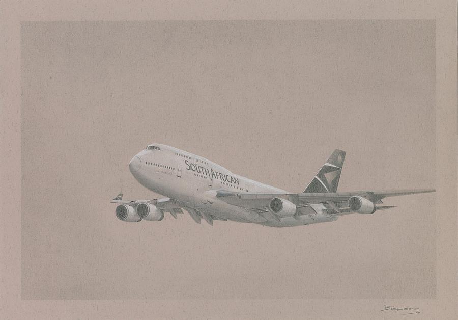 Airplane Drawing - Queen of the Sky by Ferdi Boshoff