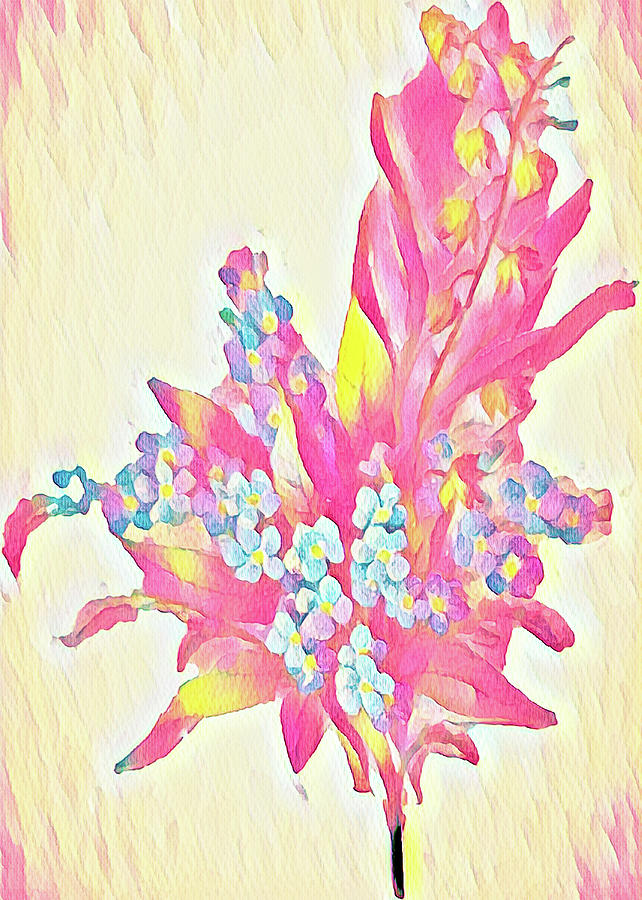 Forget Me Not Bouquet Vintage Watercolor Digital Art By Cathy Anderson