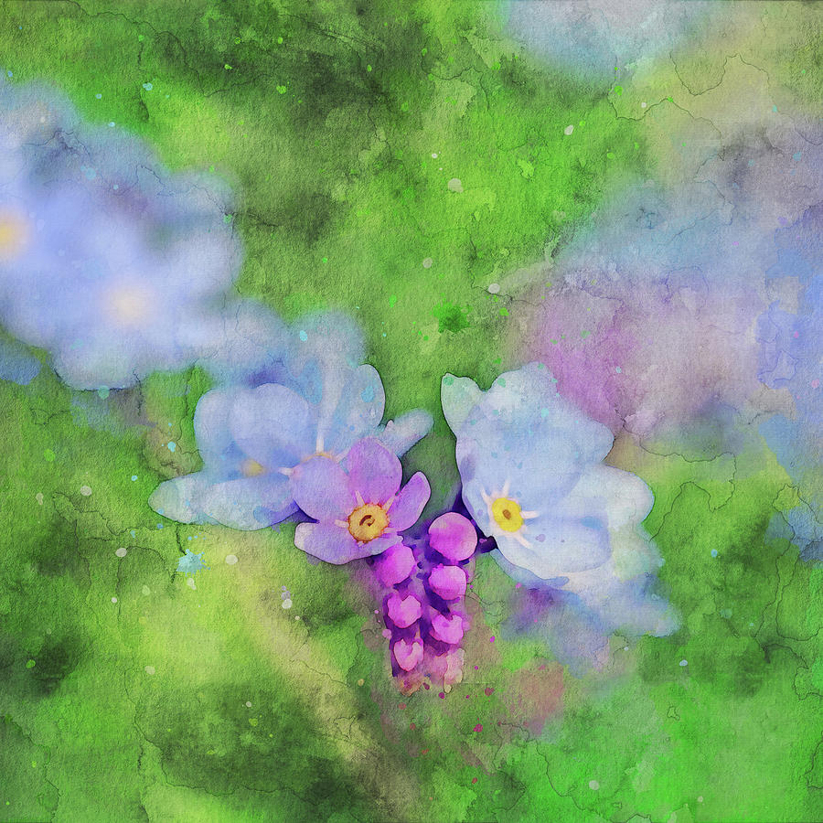 Forget Me Not Flowers Art Digital Art by Peggy Collins