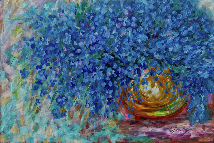 Forget-Me-Not  Painting by OLena Art by Lena Owens - Vibrant DESIGN
