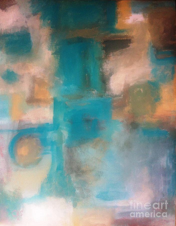 Teal and White Painting by Candace Thomas