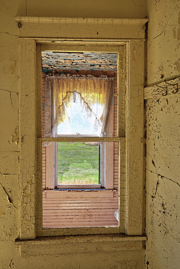 Forgotten Views - looking out through two windows from an abandoned ND homestead Photograph by Peter Herman
